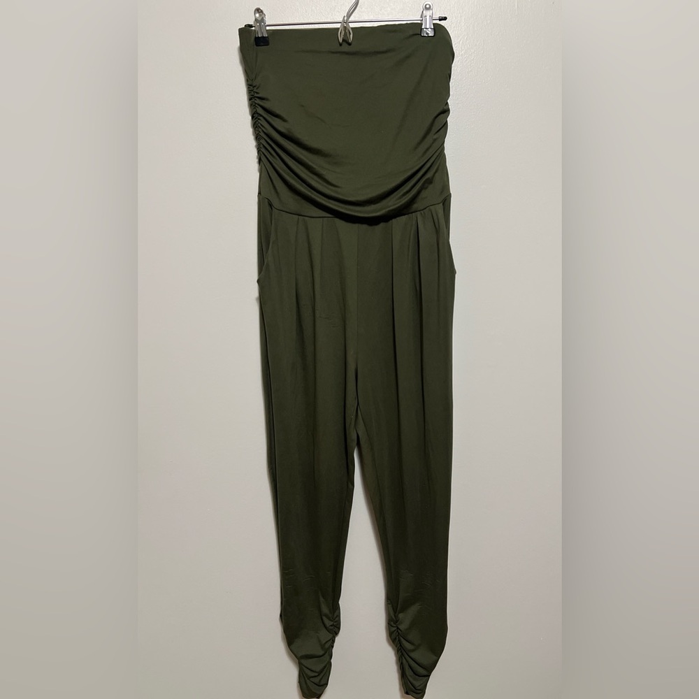 Olive Green Strapless Jumpsuit M
